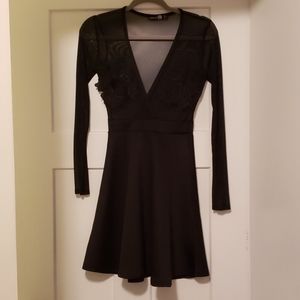 Black long sleeve sheer top sexy boohoo dress